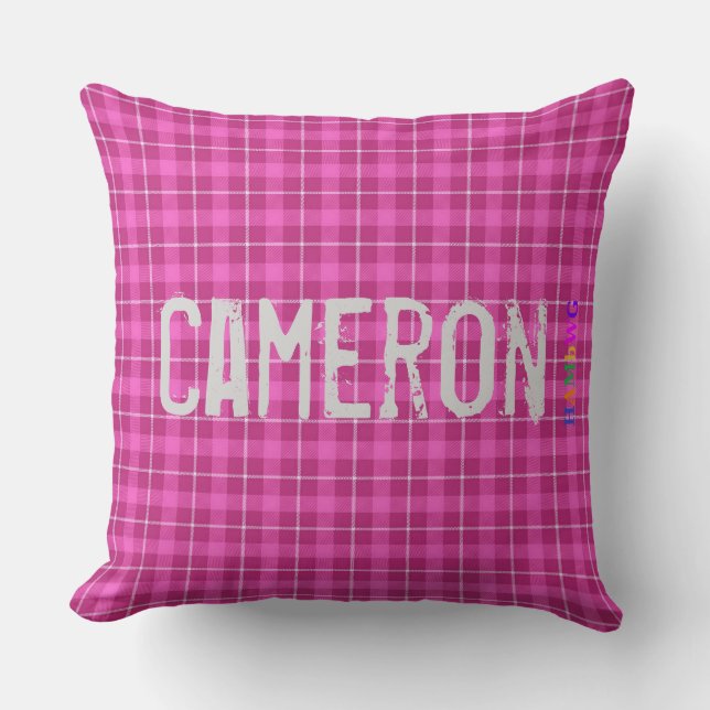 HAMbWG Vanity Pillow - Add name - Pink Plaid (Front)