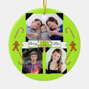 HAMbyWG Candy Cane & Gingerbread Man - Lime Green Ceramic Tree Decoration
