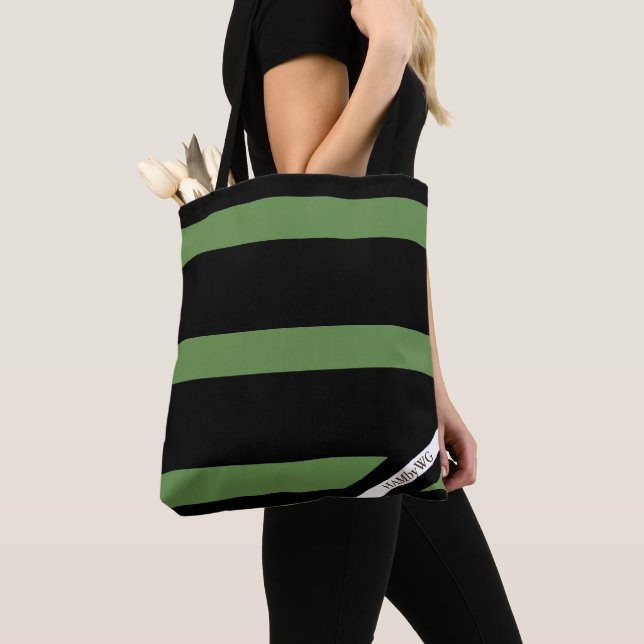 HAMbyWG - Canvas Shoulder Bag - Black & Sage  Logo (Close Up)