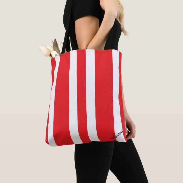 HAMbyWG - Canvas Shoulder Bag - Red & White (Close Up)