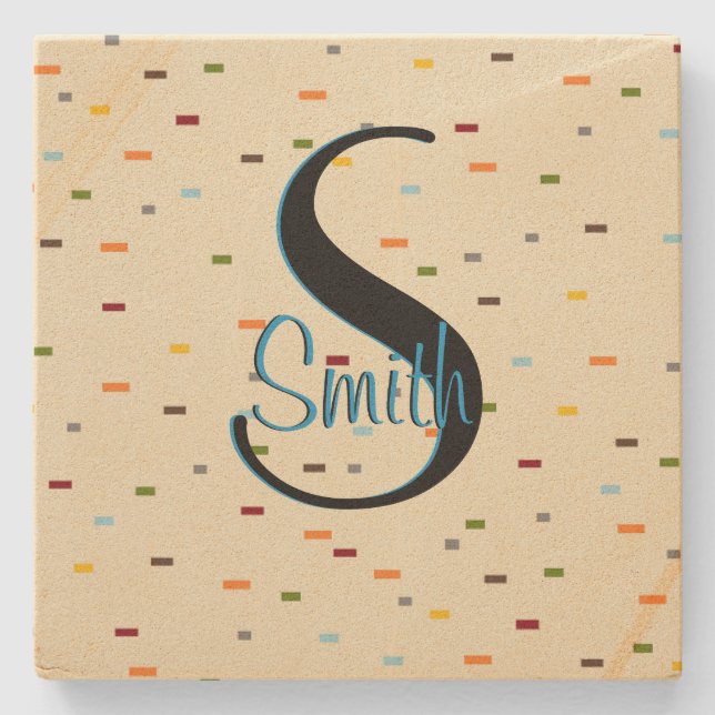 HAMbyWG  Coloured Dashes Monogram Stone Coaster (Front)