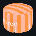 HAMbyWG - Cotton Round Pouf Chair - Orange Stripes<br><div class="desc">HAMbyWG - Cotton Round Pouf Chair - Vibrant Orange Stripes - Personalise with your name</div>