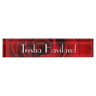 HAMbyWG Desk Name Plate - Classic Red Rose