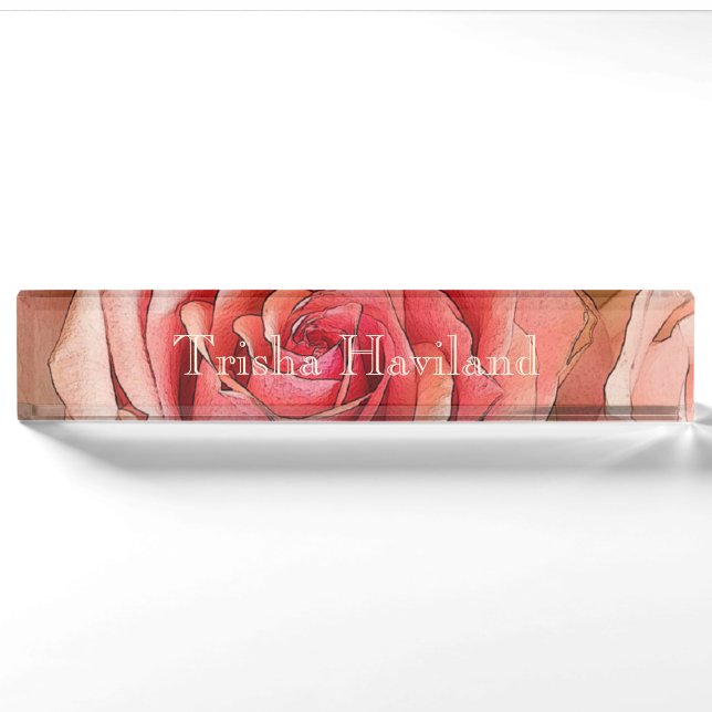 HAMbyWG Desk Name Plate - Peach Rose (Front)