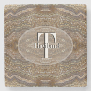 HAMbyWG Faux Stone Design Monogram Coaster
