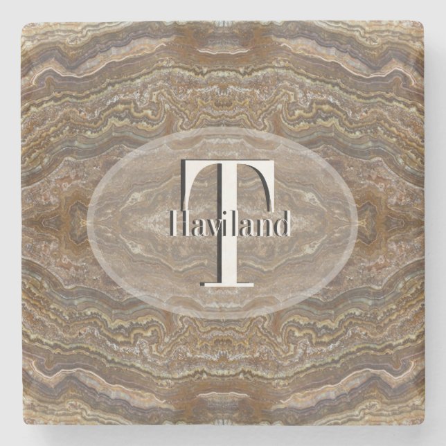 HAMbyWG Faux Stone Design Monogram Coaster (Front)
