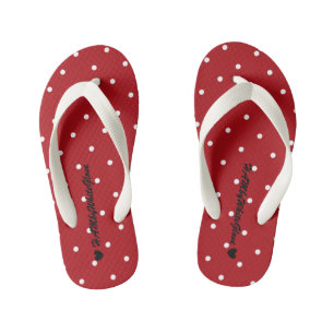 HAMbyWG - Flip-Flops - Red w tiny polka dots Kid's Jandals