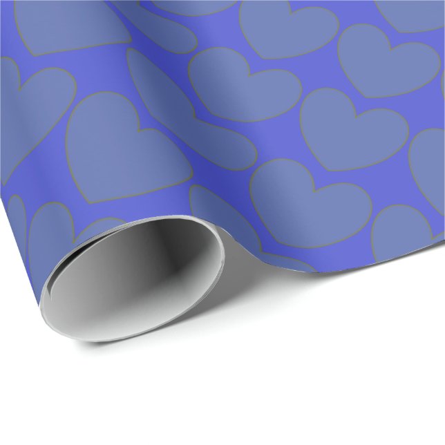 HAMbyWG - Gift Wrap - Blue Hearts w Olive (Roll Corner)