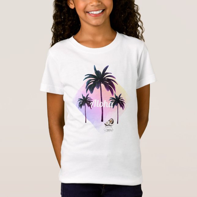HAMbyWG Girl's Hawaiin Theme  Palm Trees T-Shirt (Front)
