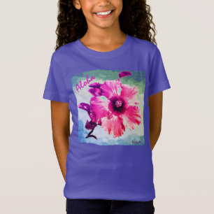 HAMbyWG - Girl's Purple Hawaiin Hibiscus T-Shirt