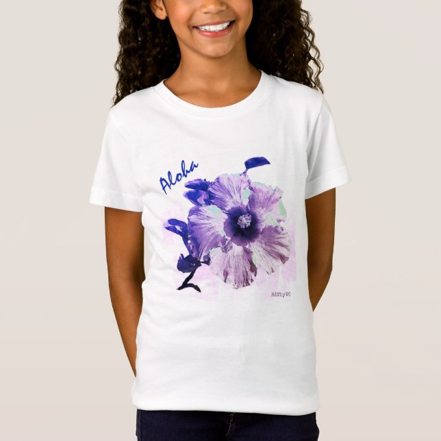 HAMbyWG - Girl's Vintage Look Hawaiin Hibiscus T-Shirt (Front)