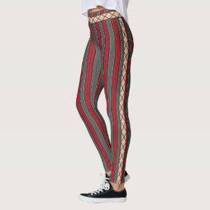 HAMbyWG - Leggings - Red & Grey Stripes