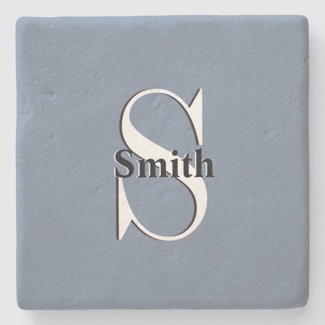HAMbyWG Monogram Grey- Blue Stone Coaster (Front)