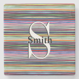 HAMbyWG Monogram Multi-Colour Lines Stone Coaster