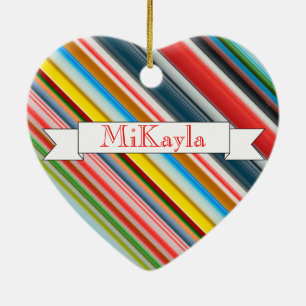 HAMbyWG - Mulit-Colour Heart Candy Cane Ceramic Tree Decoration