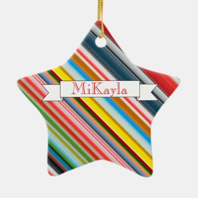 HAMbyWG - Multi - Colour Candy Cane Inspired Ceramic Tree Decoration (Back)
