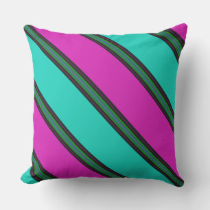 HAMbyWG -Outdoor Pillow 20" Pink/Blk/Gr/Turq.