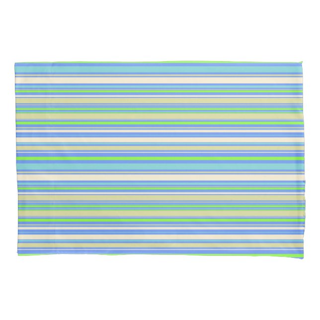 HAMbyWG - Pair of Pillowcases - Blue Bar Stripe (Front-Left)