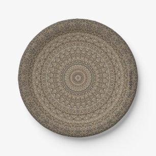 HAMbyWG - Paper Plate 9" - Tan Mandala
