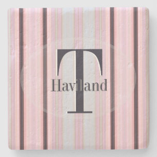 HAMbyWG Peach & Brown Stripe Stone Coaster