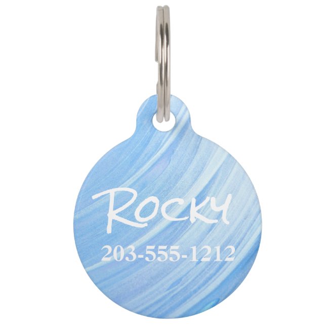 HAMbyWG - Pet Name Tag - Silver Blue Swirl (Front)