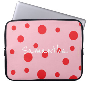 HAMbyWG - Red Polka Dots with Any Background Colou Laptop Sleeve