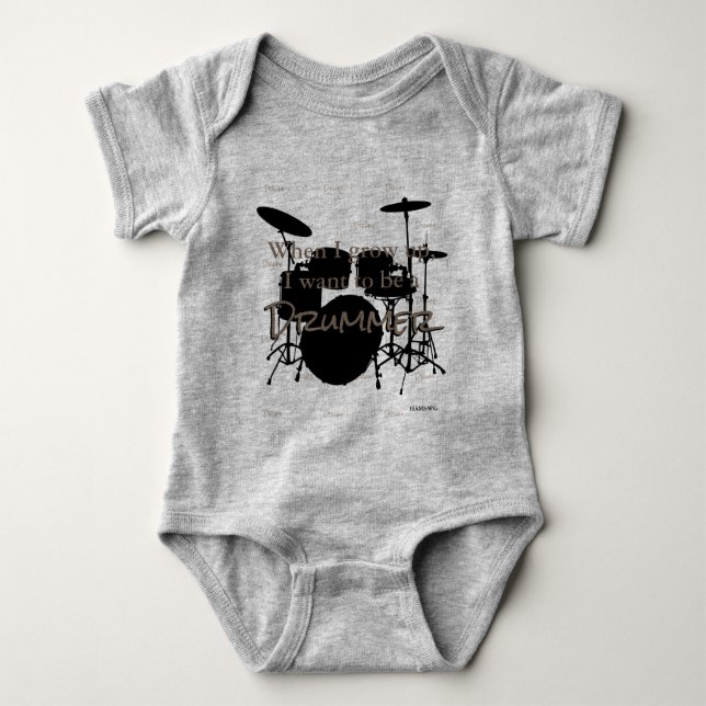 HAMbyWG - Romper, T-shirt, Snap T -  Drum Theme Baby Bodysuit (Front)
