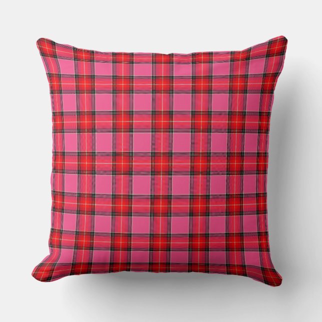 HAMbyWG - Throw Pillow 20" - Pink Red Plaid (Front)