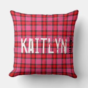 HAMbyWG - Throw Pillow 20" - Pink Red Plaid