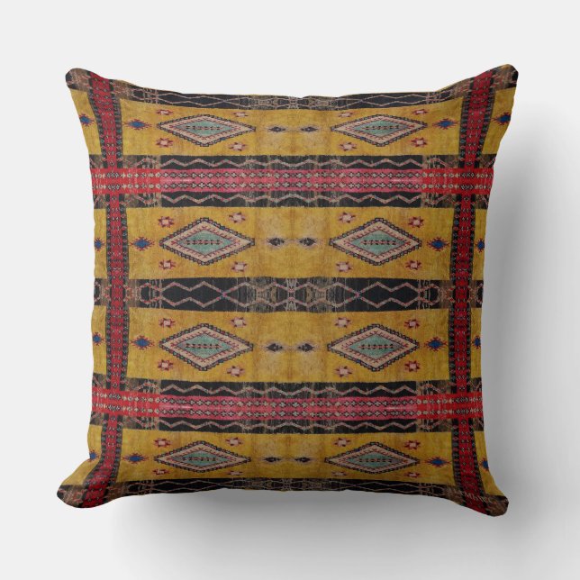 HAMbyWG - Throw Pillow - Boho Yellow Black Red (Front)