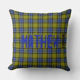 HAMbyWG - Throw Pillow - Green Electric Blue Plaid