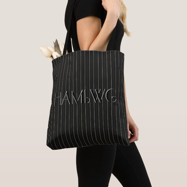 HAMbyWG - Tote Bag  - Black & White Stripe (Close Up)