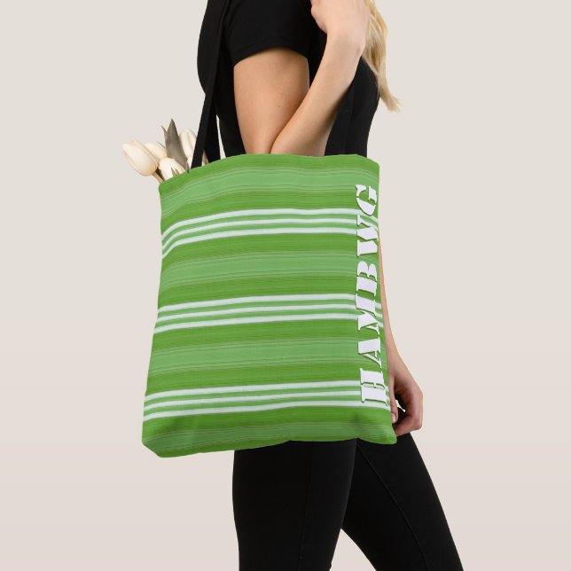 HAMbyWG - Tote Bag  - Green & White Horizontal (Close Up)