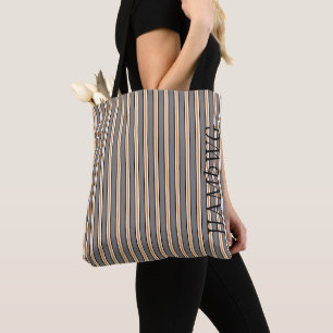 HAMbyWG - Tote Bag - Grey & Orange Classic Stripe
