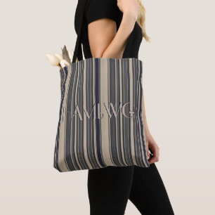 HAMbyWG - Tote Bag  - Navy & Beige Stripes