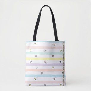 HAMbyWG - Tote - Tiny Hearts, Pastel Lines! Bag