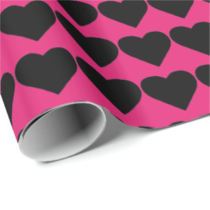 HAMbyWG Wrapping Paper - Hot Pink Black Hearts