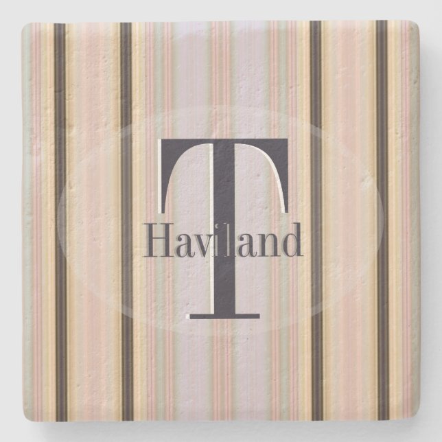 HAMbyWG Yellow & Brown Stripe Stone Coaster (Front)
