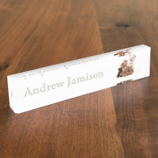 HAMbyWhiteGlove  Desk Nameplate - Teddy Bears (Side)