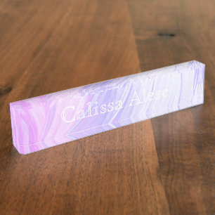 HAMbyWhiteGlove Desk Nameplate -Violet Pink Swirl