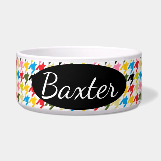 HAMbyWhiteGlove - Dog food Bowl - Houndstooth (Front)