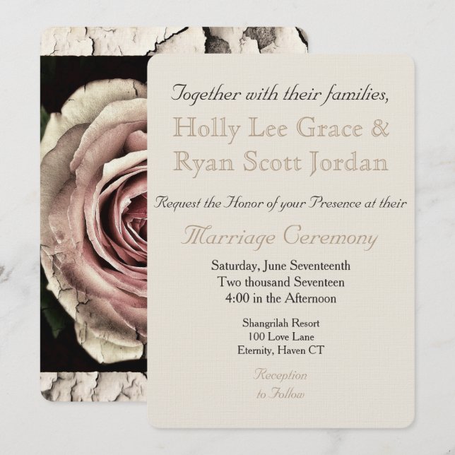 HAMbyWhiteGlove- Invitation/Envelope Vintage Rose Invitation (Front/Back)
