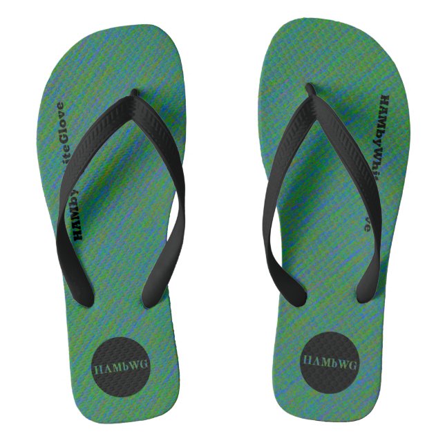 HAMbyWhiteGlove - Mens Flip-Flops - Green Mix Jandals (Footbed)