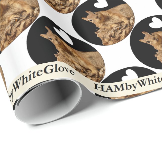 HAMbyWhiteGlove Wrapping Paper - Squirrel B/W Logo (Roll Corner)