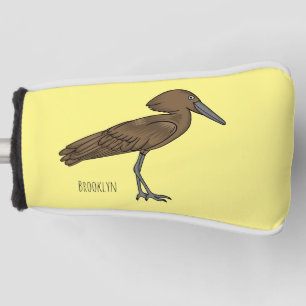 Hamerkop bird cartoon illustration  golf head cover