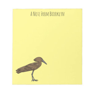 Hamerkop bird cartoon illustration notepad