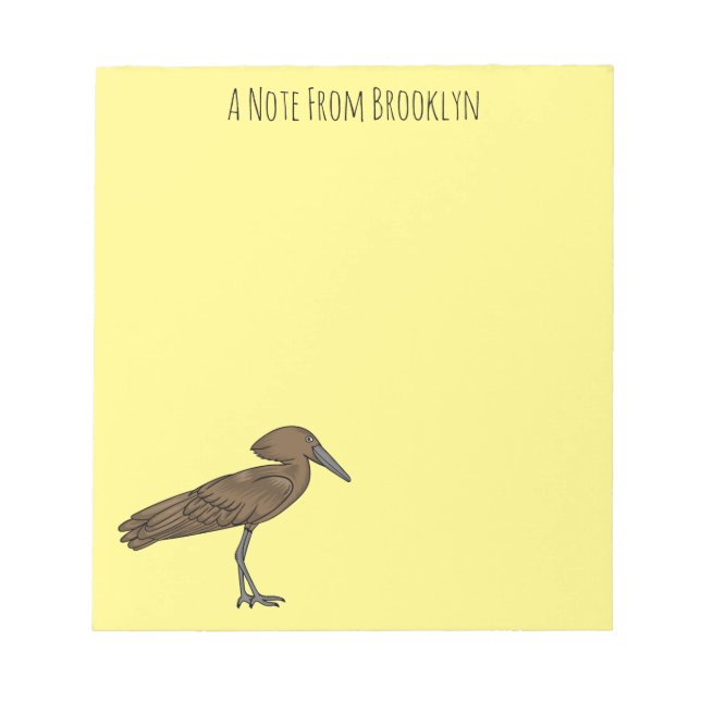 Hamerkop bird cartoon illustration  notepad (Front)