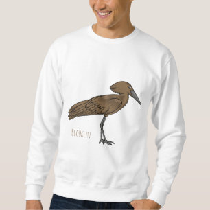 Hamerkop bird cartoon illustration sweatshirt