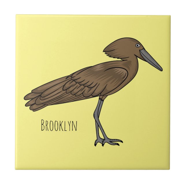 Hamerkop bird cartoon illustration  tile (Front)