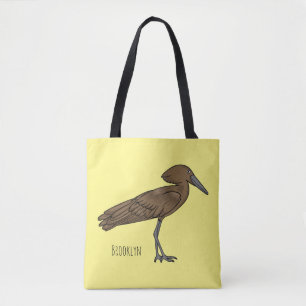 Hamerkop bird cartoon illustration tote bag